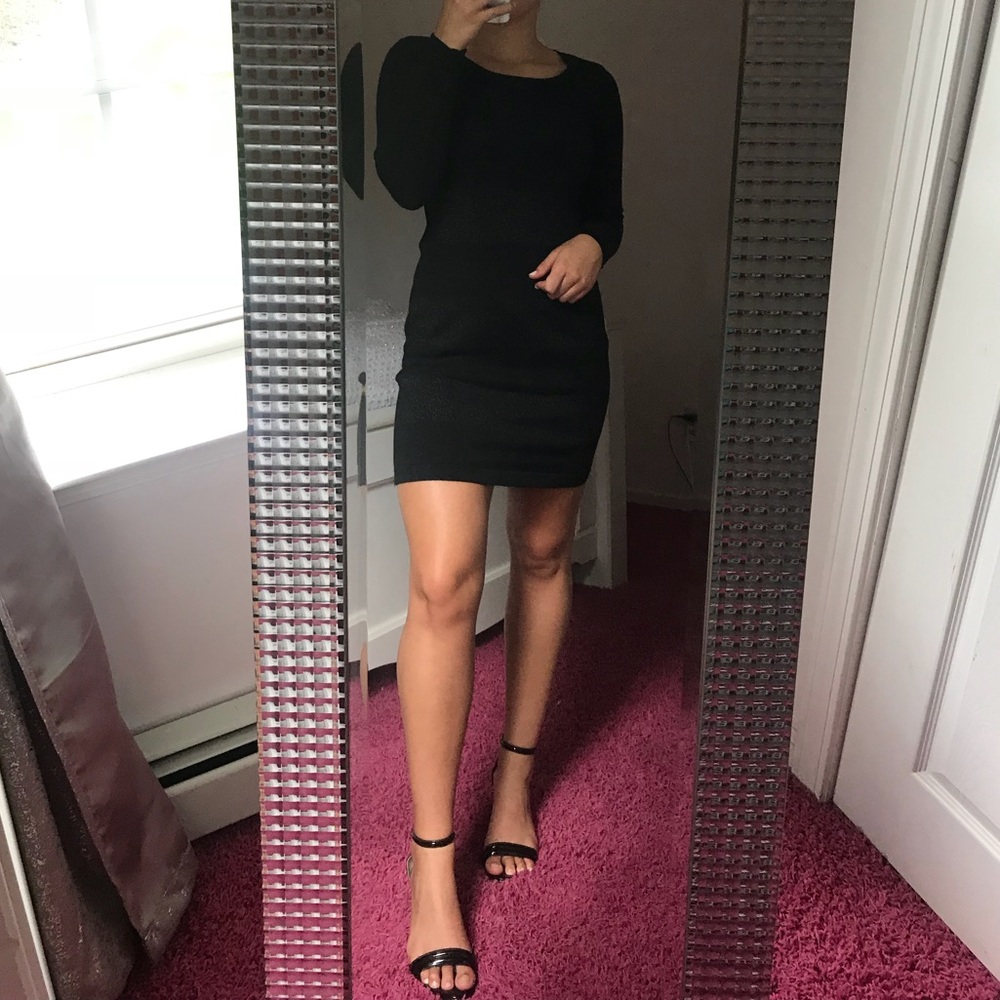 shimmer striped black sweater dress